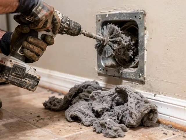 Certified Storrs Dryer Vent Cleaning technician performing dryer vent cleaning in Storrs
