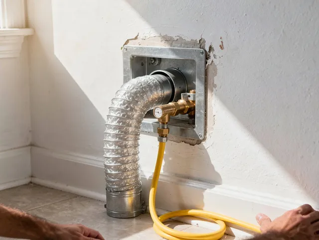 Storrs Dryer Vent Cleaning certified technician performing specialized gas dryer vent cleaning in Storrs